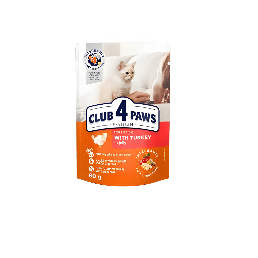 CLUB 4 PAWS Premium Kittens Wet Food With Turkey in Jelly Pouch CLUB 4 PAWS Premium Kittens Wet Food With Turkey in Jelly Pouch