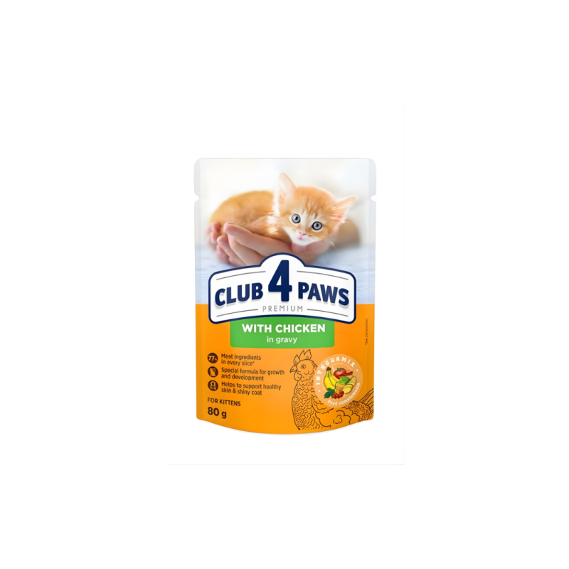 CLUB 4 PAWS Premium Kittens Wet Food With Chicken in Gravy Pouch 80 g