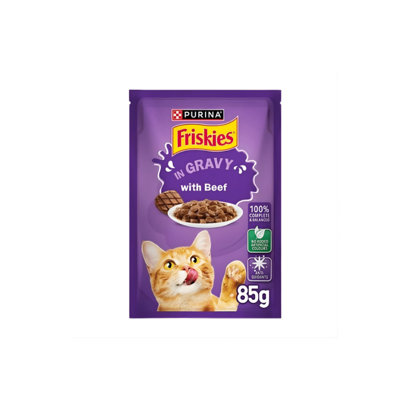 Friskies Beef Chunks in Gravy Wet Cat Food Pouch 85g