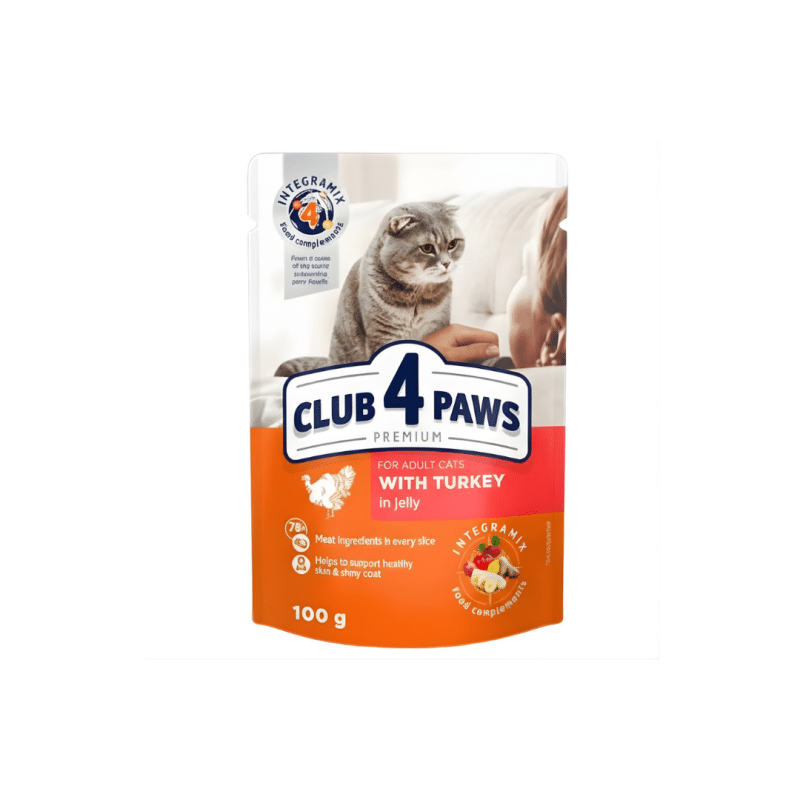 Club 4 Paws Pouch with Turkey in Gravy for Adult Cats 100 gr