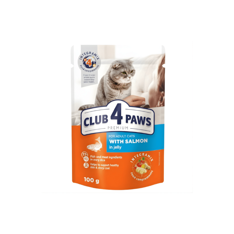Club 4 Paws Pouch with Salmon in Jelly for Adult Cats 100 gr