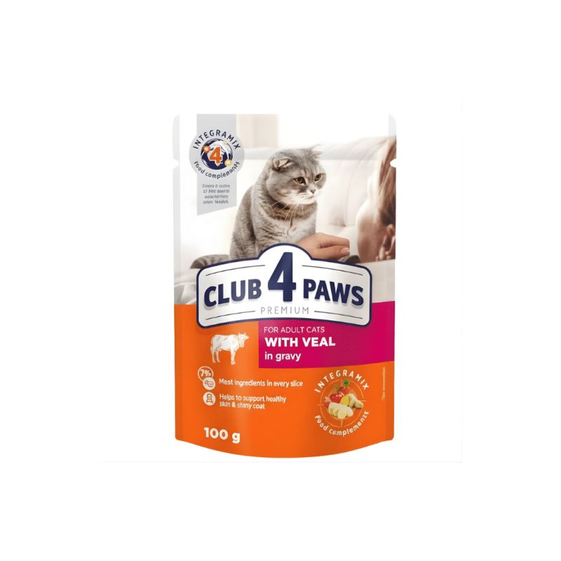 Club 4 Paws Pouch with Veal in Jelly for Adult Cats 100 g
