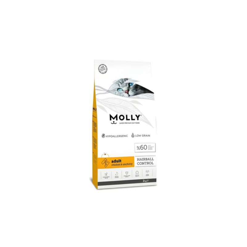 Molly Cat Food Hairball Control with Chicken & Anchovy 2Kg