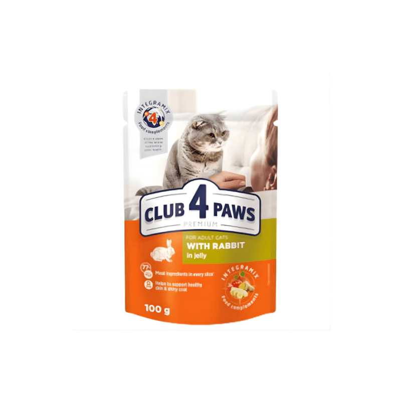 Club4Paws Pouch For Adult cats Rabbit 100 g