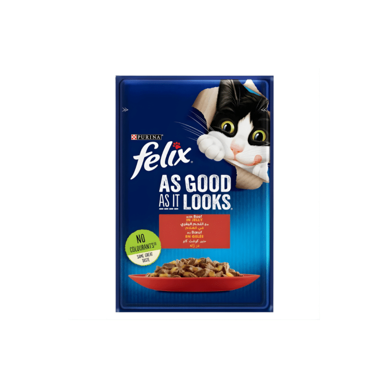 Felix with Beef Wet Cat Food Pouch 85g