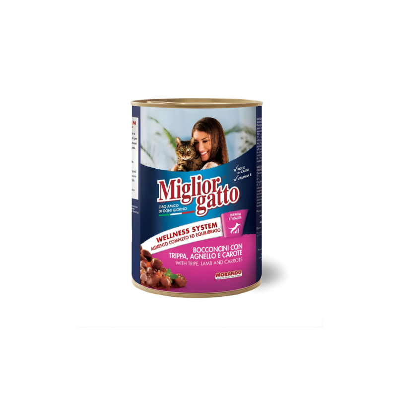MIGLIOR GATTO SMALL CHUNKS WITH TRIPE, LAMB AND CARROTS 400 gm