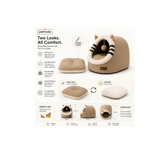 Moda Cat House – The (Cat) Shape in Brown 50x35x35H cm - Image 4