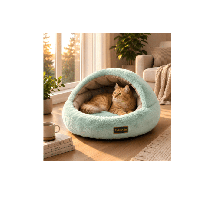 Moda Cozy Cave Lime Green - Turquoise - Cat & Small Dog Bed 45cm - Image 3