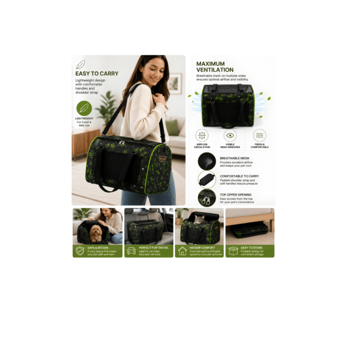Moda New Bag Black Green 35x45cm H 30 - Image 6
