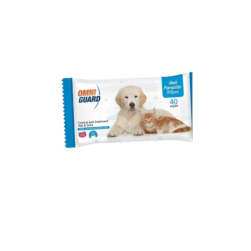 Omni Guard Anti Parasitic Wipes Control Flea & Tick For Pets - 40 Blue Wipes