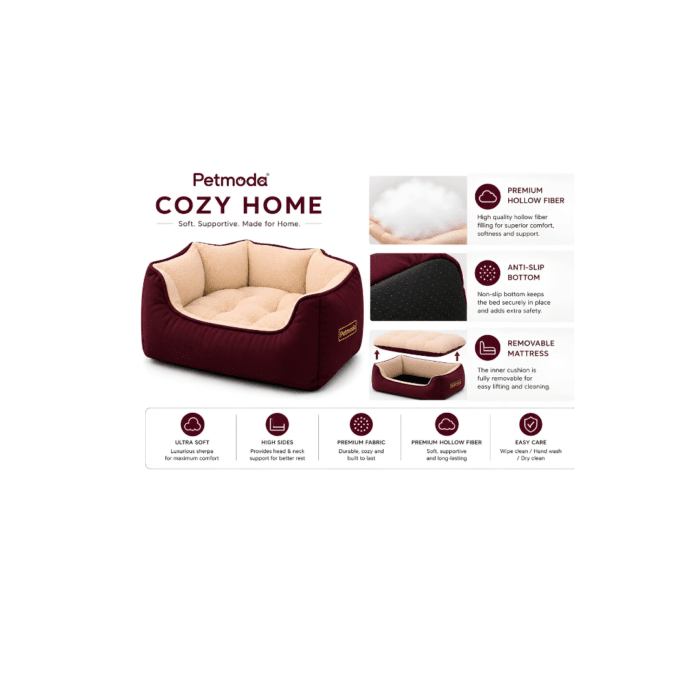 PetModa Cozy Home Bed Burgundy - Image 2