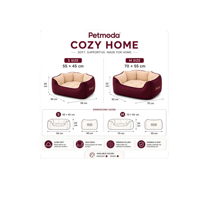 PetModa Cozy Home Bed Burgundy - Image 5