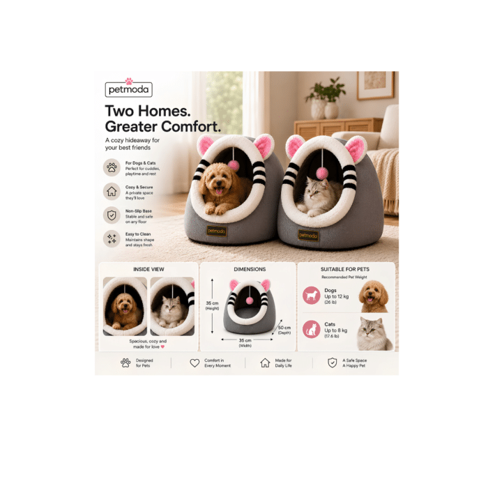 Moda Cat House Mouse Shape in Grey 50x35x35H cm - Image 3