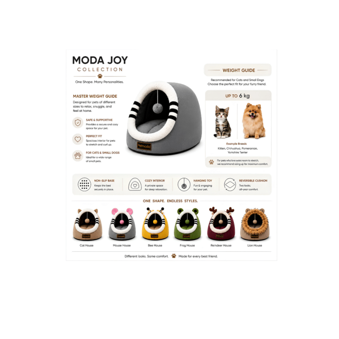Moda Cat House Mouse Shape in Grey 50x35x35H cm - Image 4