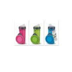 Snack duo pet bottle one drink and one snack same bottle green purple blue