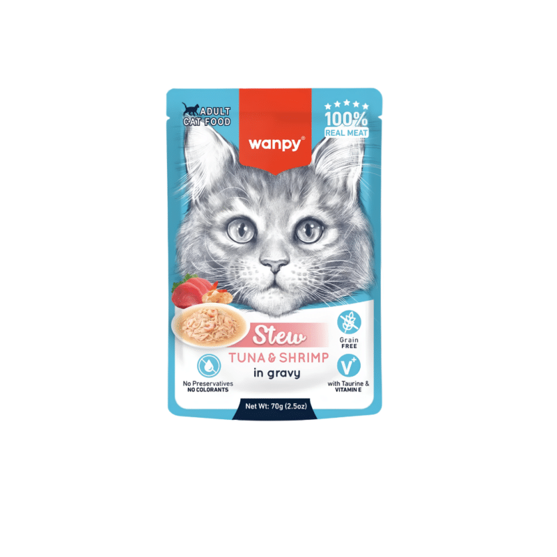 Wanpy Adult Cat Wet Food Stew Tuna & Shrimp in Gravy 70g