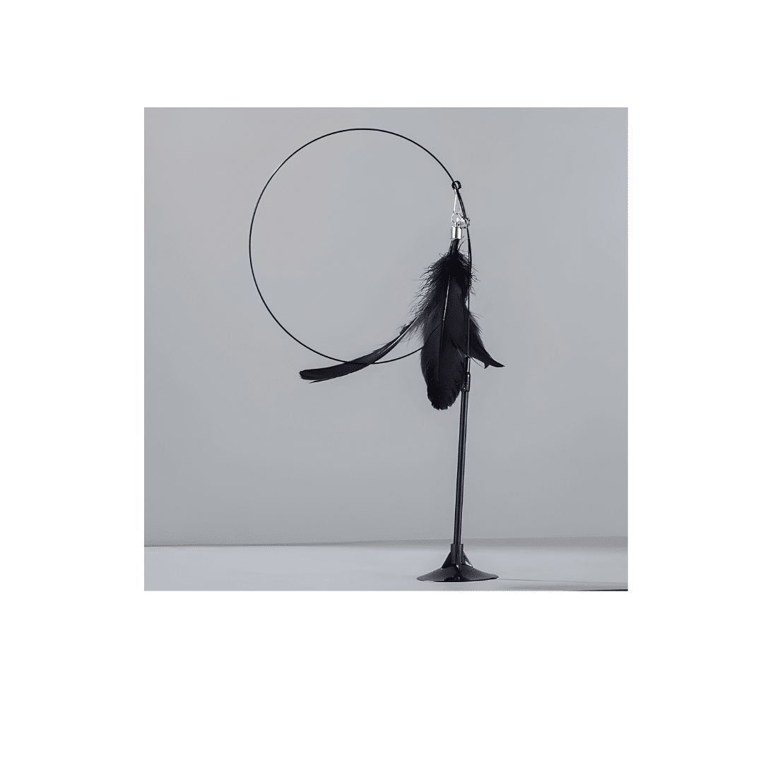 Interactive Cat Teaser Toy – Retractable Wire Wand with Sucti Interactive Cat Teaser Toy – Retractable Wire Wand with Suction Cup Base, Colorful Feather & Bell