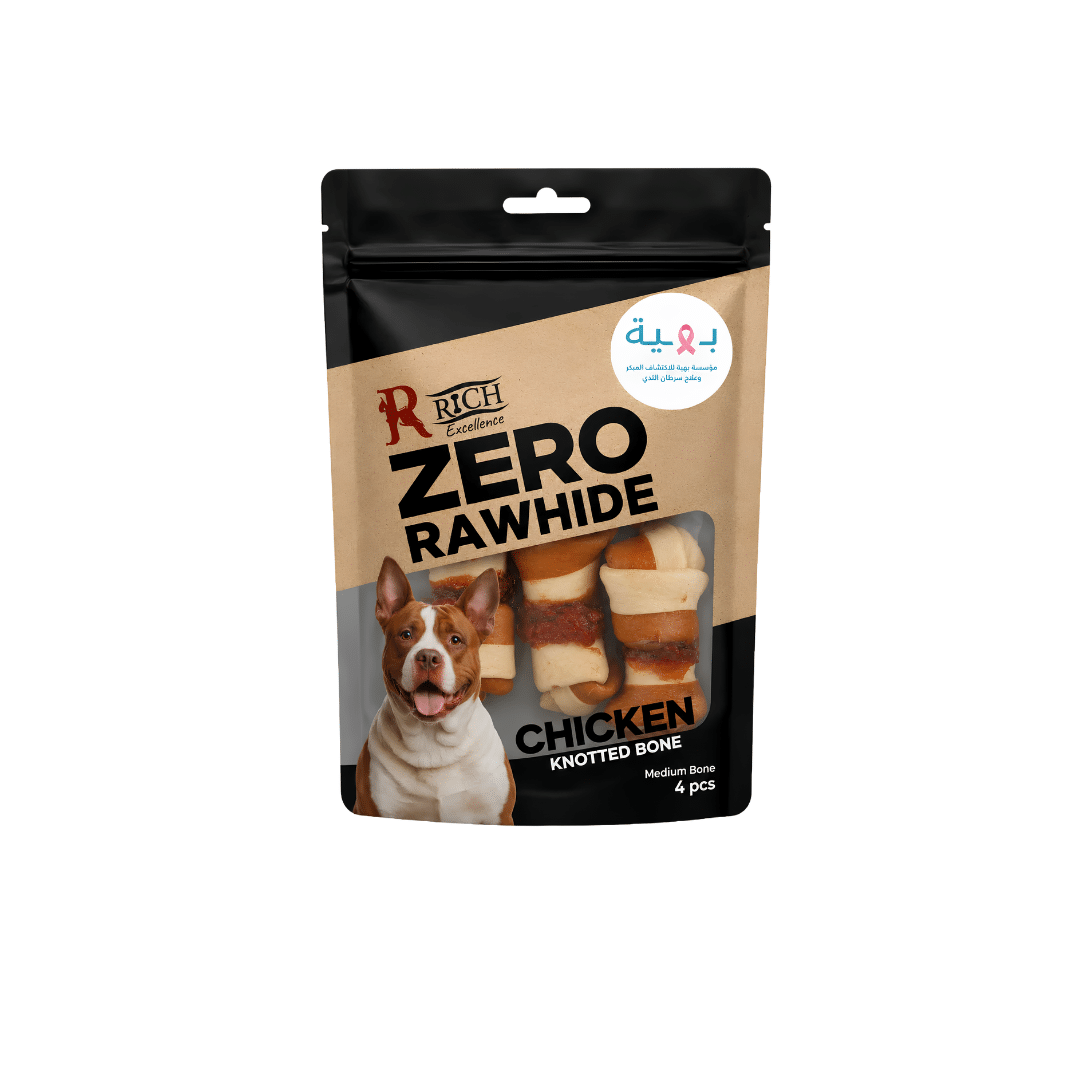 Rich Excellence ZERO RAWHIDE Chicken Knotted Bone Medium Bone 4Pcs with Wrappe Rich Excellence ZERO RAWHIDE Chicken Knotted Bone Medium Bone 4Pcs with Wrapped Chicken