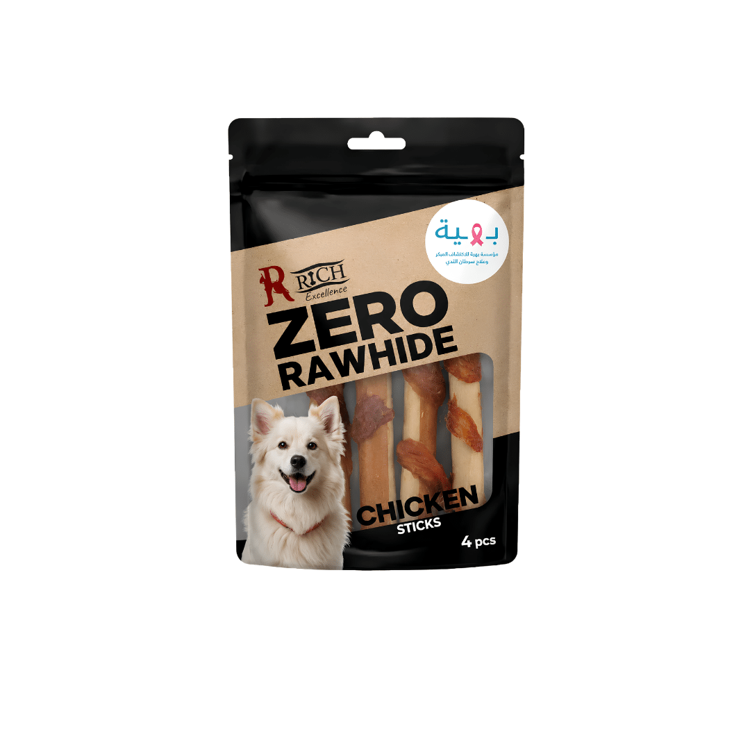 Rich Zero Rawhide Chicken Sticks with Wrapped Chicken 4 Sticks Rich Zero Rawhide Chicken Sticks with Wrapped Chicken 4Sticks