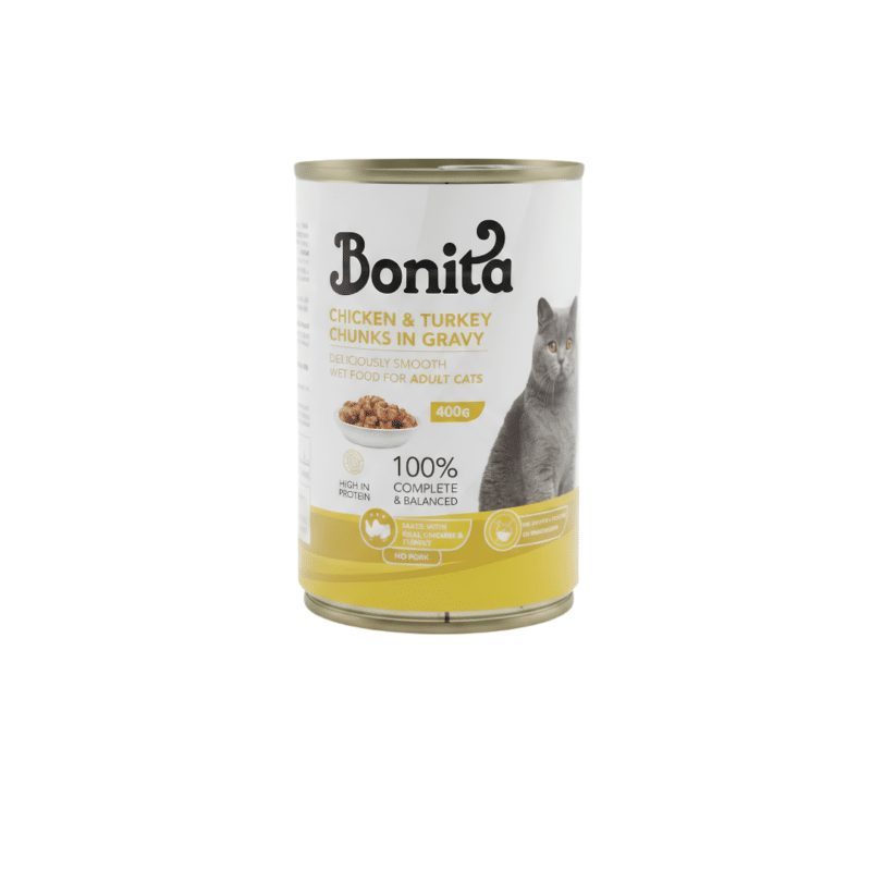 Bonita Wet Food Chicken & Turkey Chunks In Gravy 400gm