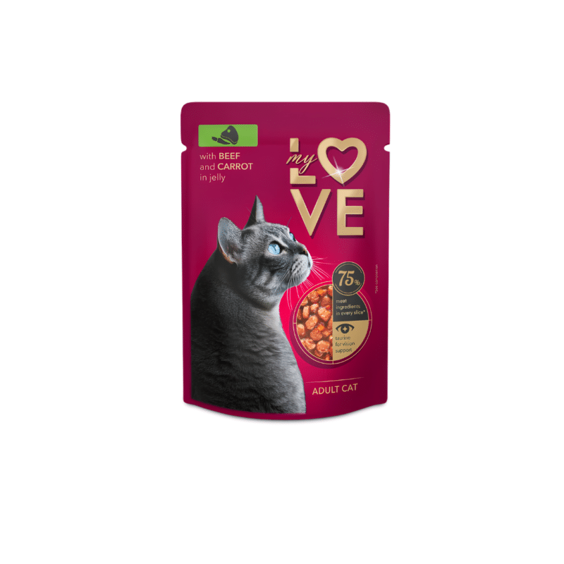 My Love Wet Food For Adult Cat With Beef & Carrot In Jelly 85gm