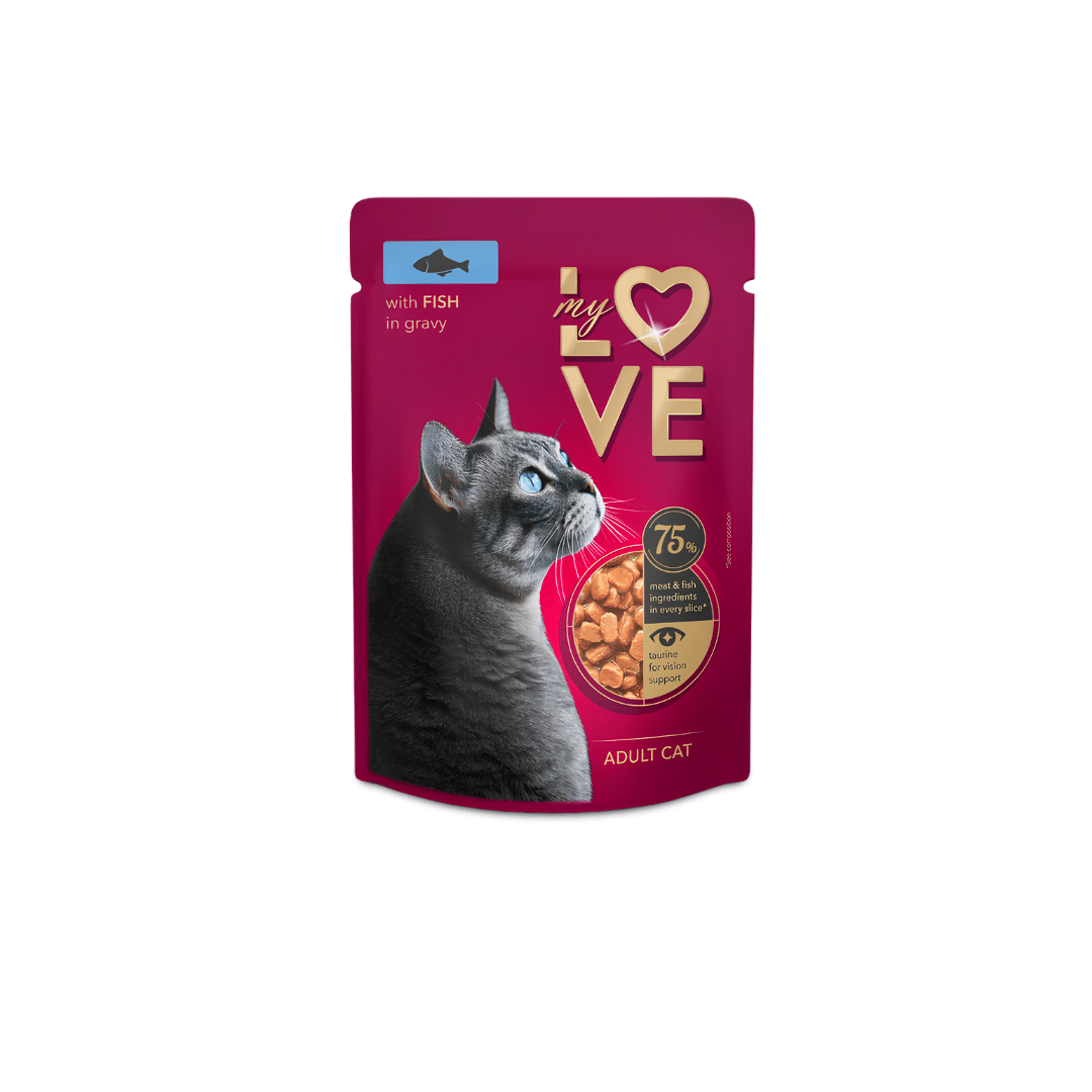 My Love Wet Food For Adult Cat With Fish In Gravy 85gm My Love Wet Food For Adult Cat With Fish In Gravy 85gm