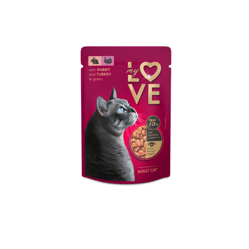 My Love Wet Food For Adult Cat With Rabbit & Turkey In Gravy 85gm