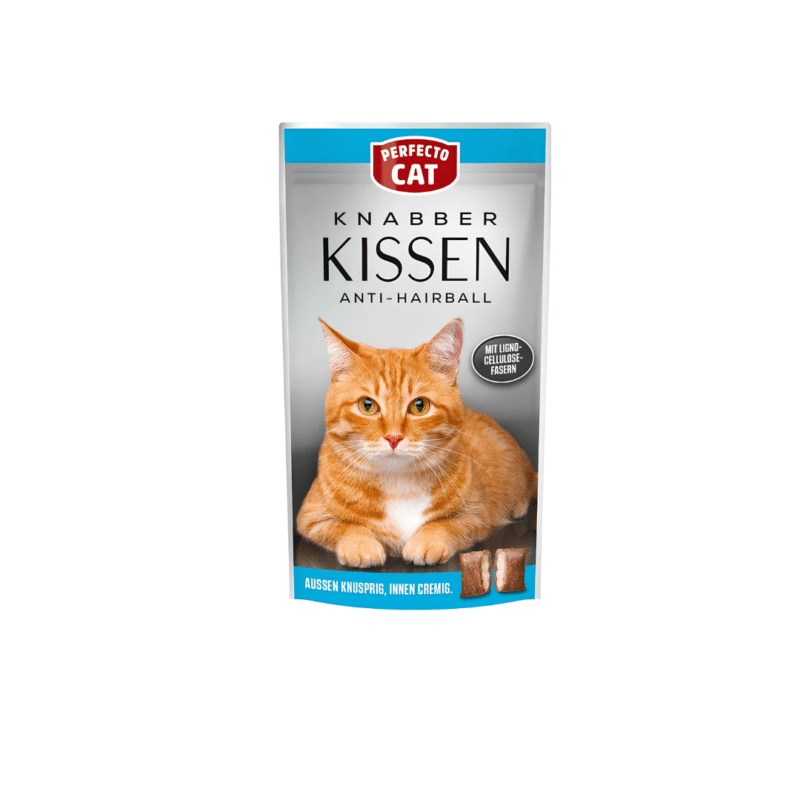 Perfecto Cat Crispy Pillows with Filling Adult Cats Snack Anti-Hairball 50gm
