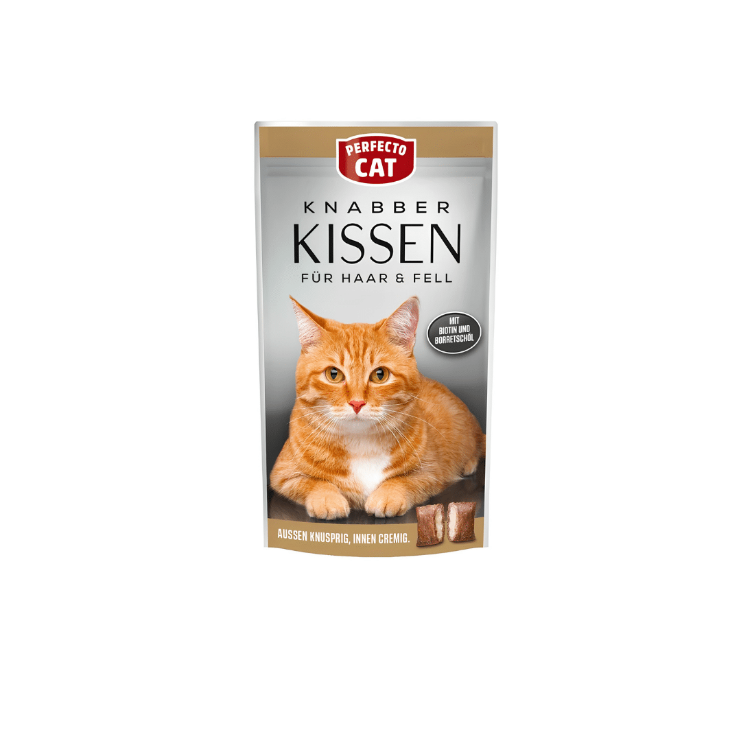 Perfecto Cat Crispy Pillows with Filling Adult Cats Snack for Hair & Fur 50gm Perfecto Cat Crispy Pillows with Filling Adult Cats Snack for Hair & Fur 50gm
