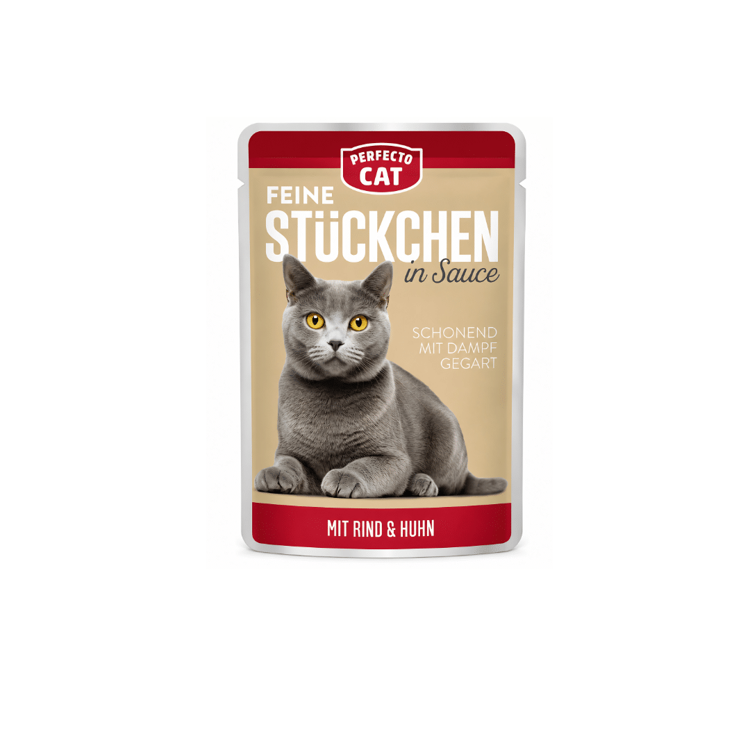 Perfecto Cat Fine Chunks in Sauce Adult Cat Wet Food Pouch Beef & Chicken Perfecto Cat Fine Chunks in Sauce Adult Cat Wet Food Pouch With Beef & Chicken 100gm
