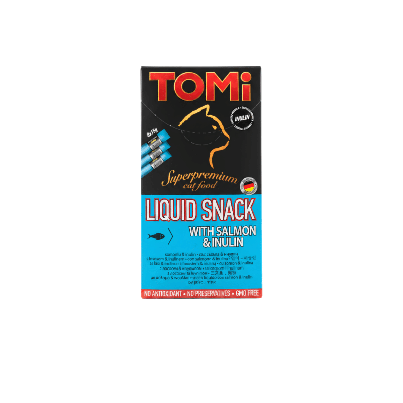 Tomi Super premium Cat Food Liquid Snack With Salmon & Inulin 8 x 15g