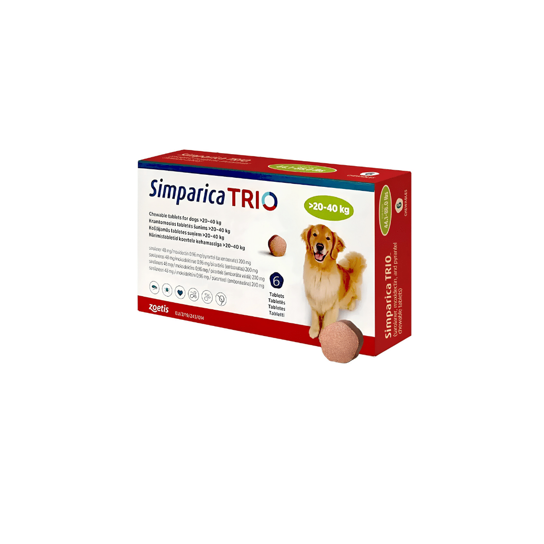 Simparica Trio Chewable Tablet for Dogs - 20-40 Kg - 1 Tab Simparica Trio Chewable Tablet for Large Dogs - 20-40 Kg - 1 Tab